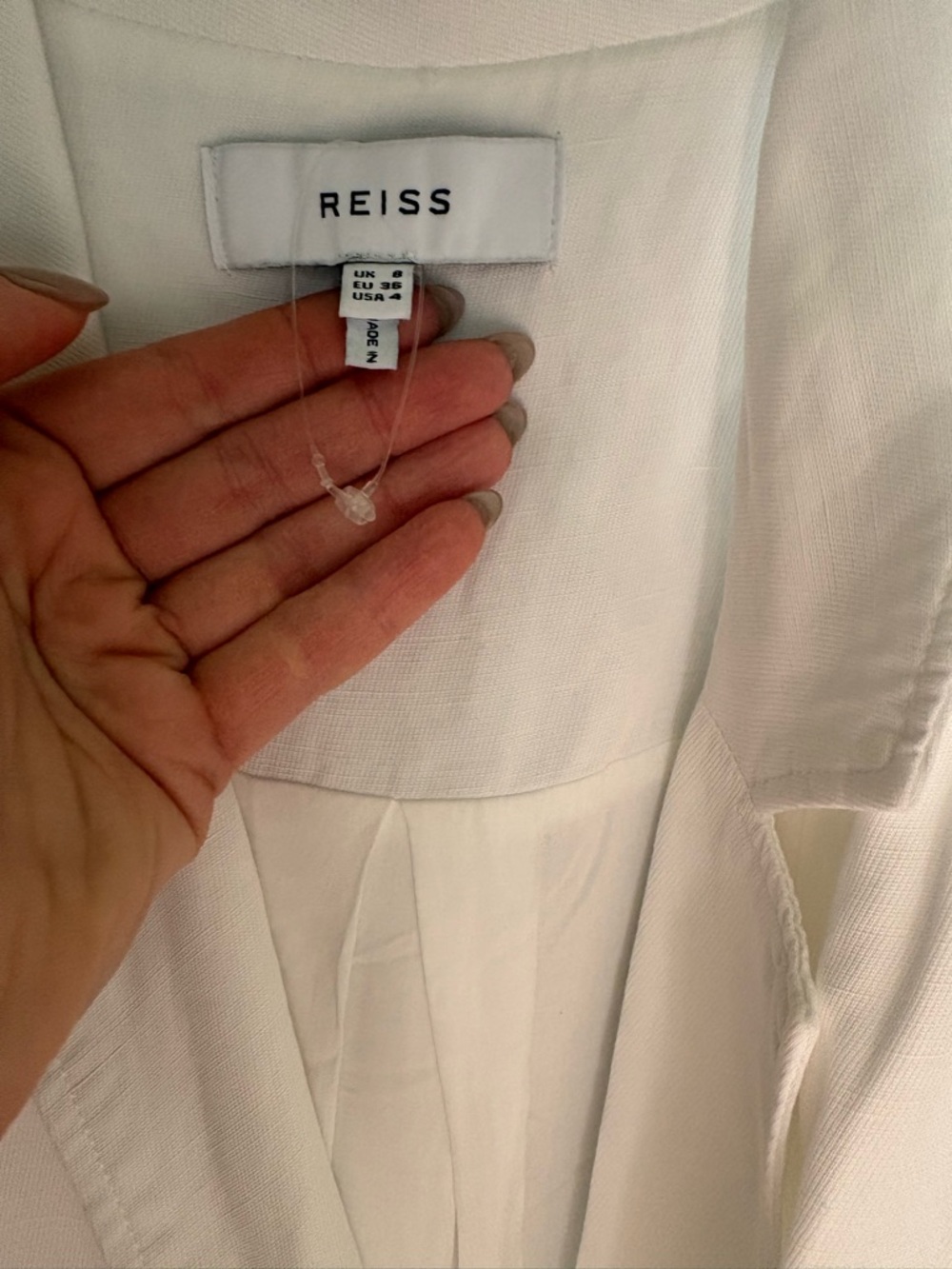 Reiss// Mariah//Linen Blend Dress// White// USA 4 - Picture 6 of 10